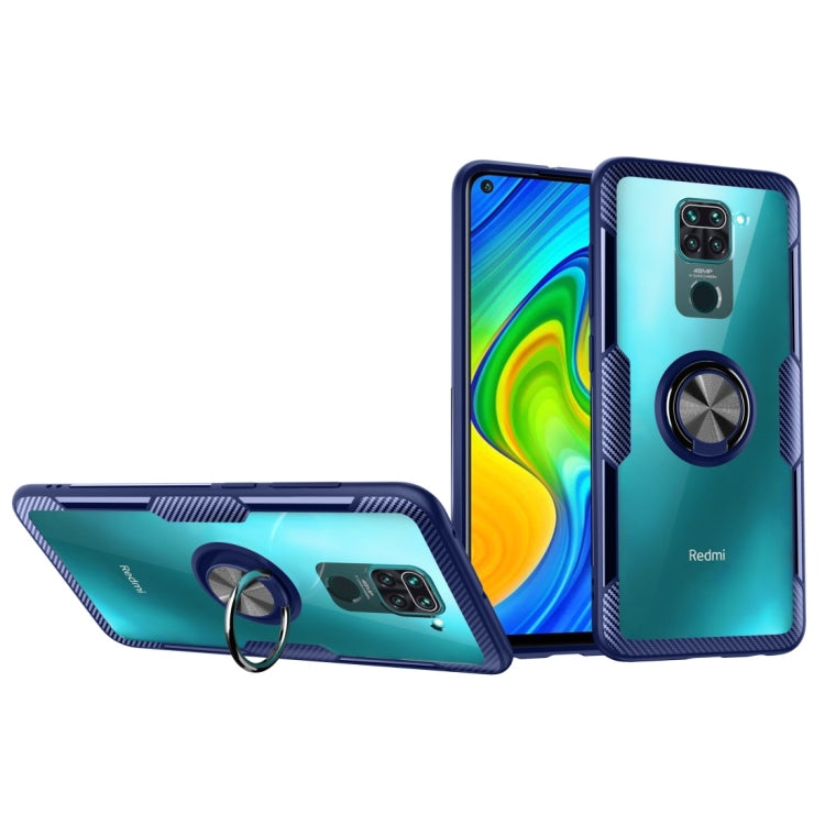 For Xiaomi Redmi Note 9 Shockproof Transparent TPU + Acrylic Protective Case with Ring Holder