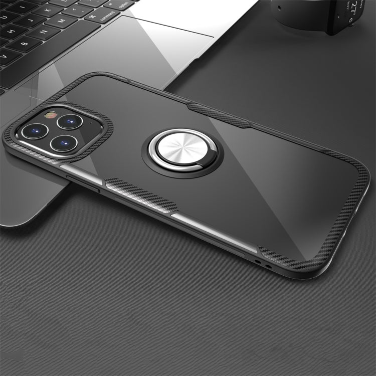 For iPhone 12 / 12 Pro Shockproof Transparent TPU + Acrylic Protective Case with Ring Holder