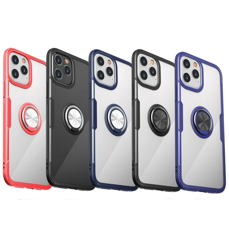 For iPhone 12 / 12 Pro Shockproof Transparent TPU + Acrylic Protective Case with Ring Holder