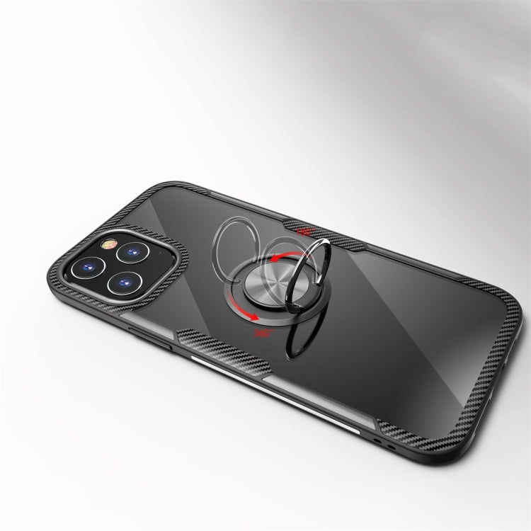 For iPhone 12 Pro Max Shockproof Transparent TPU + Acrylic Protective Case with Ring Holder