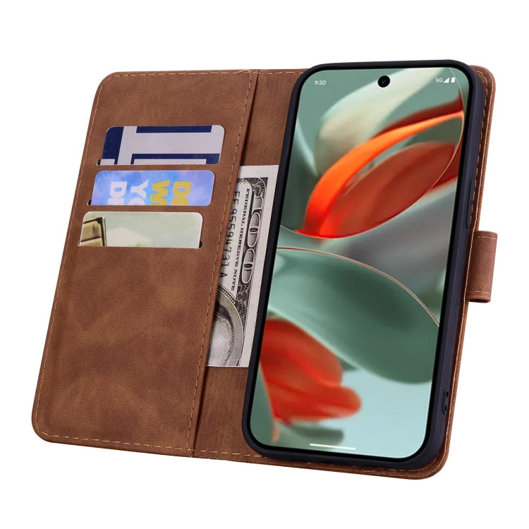 For Google Pixel 10 / 9 / 9 Pro Mandala Embossed Dual-Fold Calf Leather Phone Case