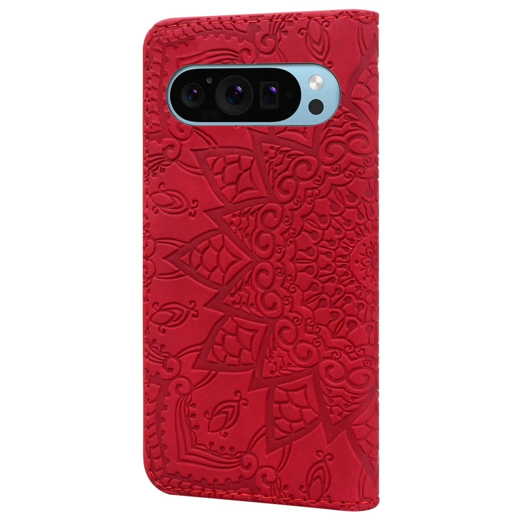 For Google Pixel 10 / 9 / 9 Pro Mandala Embossed Dual-Fold Calf Leather Phone Case