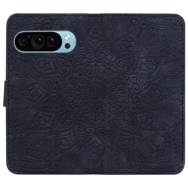 For Google Pixel 9 Pro XL / 10 Pro XL Mandala Embossed Dual-Fold Calf Leather Phone Case