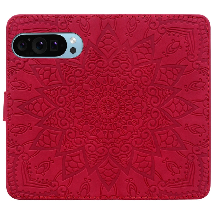 For Google Pixel 9 Pro XL / 10 Pro XL Mandala Embossed Dual-Fold Calf Leather Phone Case