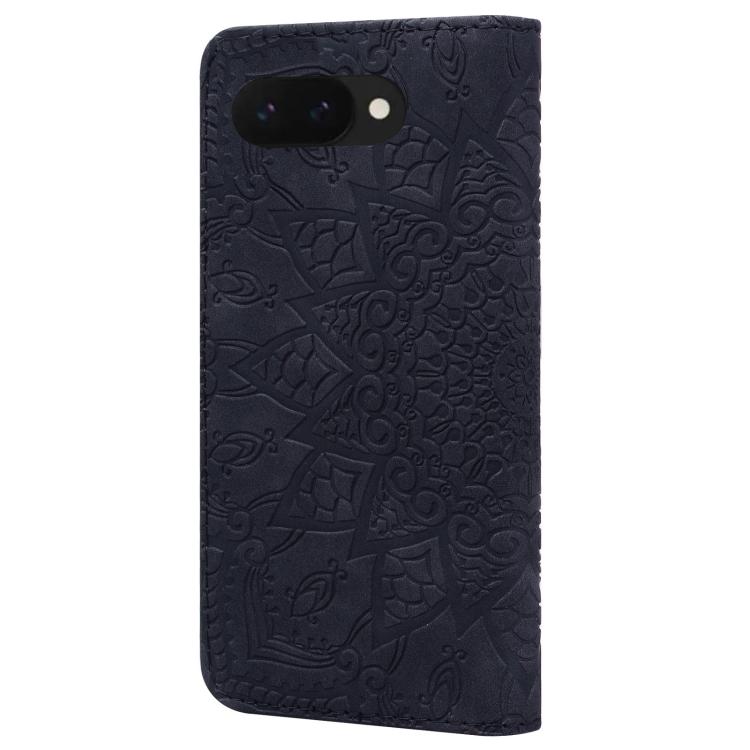 For Google Pixel 9a Mandala Embossed Dual-Fold Calf Leather Phone Case
