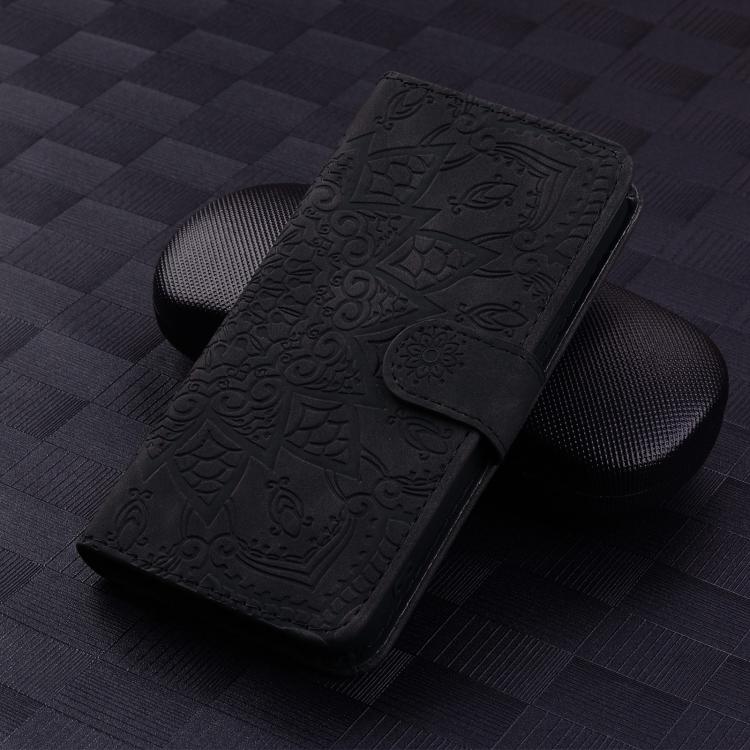 For Google Pixel 9a Mandala Embossed Dual-Fold Calf Leather Phone Case