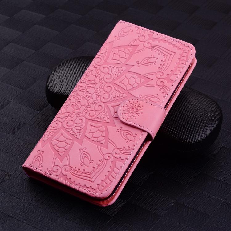 For Google Pixel 9a Mandala Embossed Dual-Fold Calf Leather Phone Case