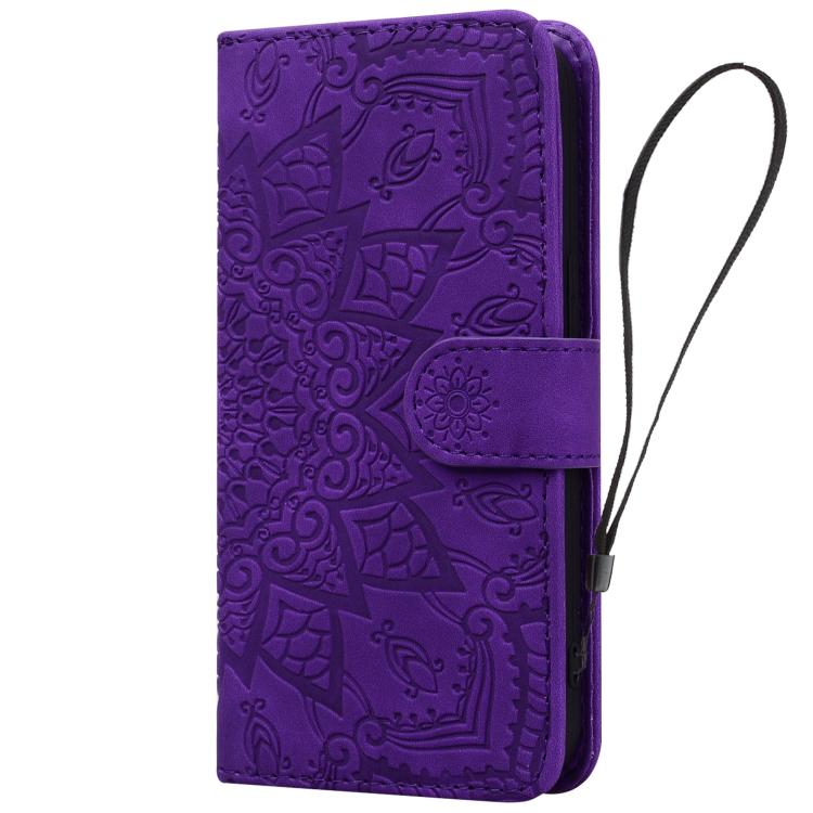 For Google Pixel 9a Mandala Embossed Dual-Fold Calf Leather Phone Case
