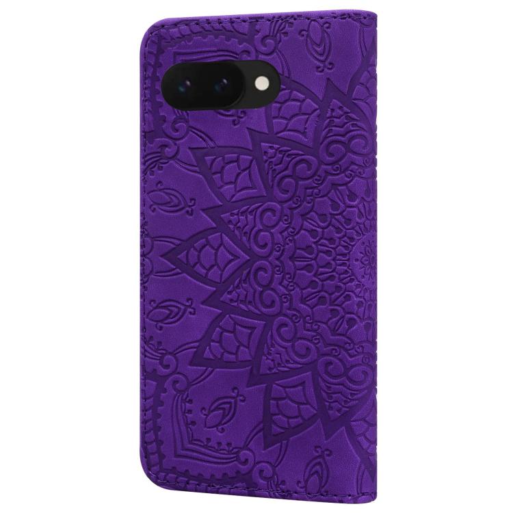 For Google Pixel 9a Mandala Embossed Dual-Fold Calf Leather Phone Case