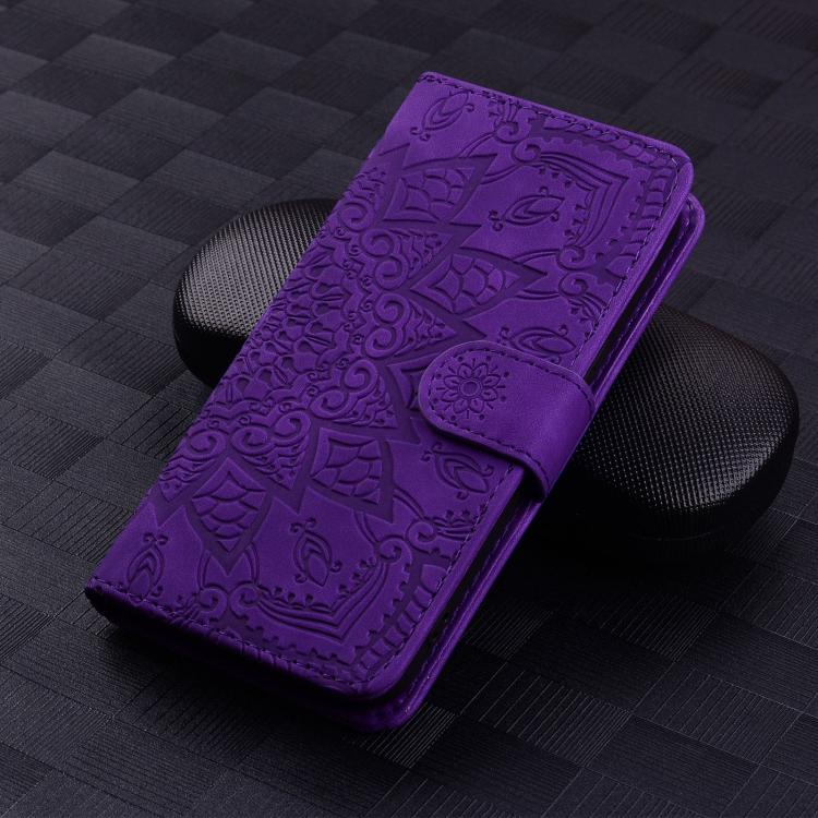 For Google Pixel 9a Mandala Embossed Dual-Fold Calf Leather Phone Case