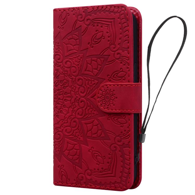 For Google Pixel 9a Mandala Embossed Dual-Fold Calf Leather Phone Case