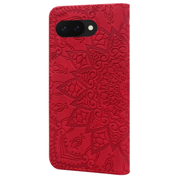 For Google Pixel 9a Mandala Embossed Dual-Fold Calf Leather Phone Case