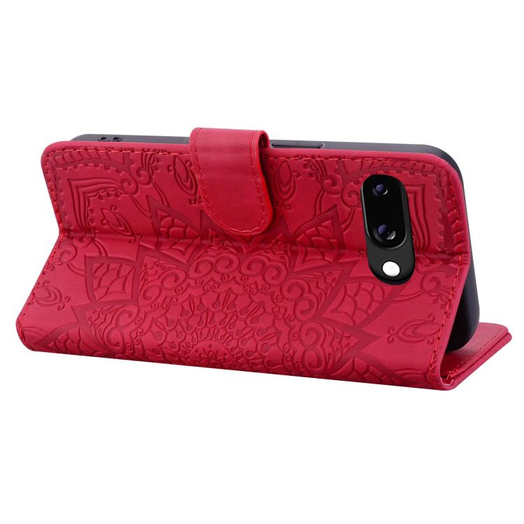 For Google Pixel 9a Mandala Embossed Dual-Fold Calf Leather Phone Case