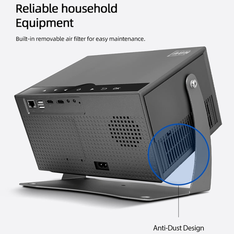 AUN A003 Pro 1920 x 1080P 350 Lumens Portable Home Theater LED HD Digital Projector, EU Plug - Grey