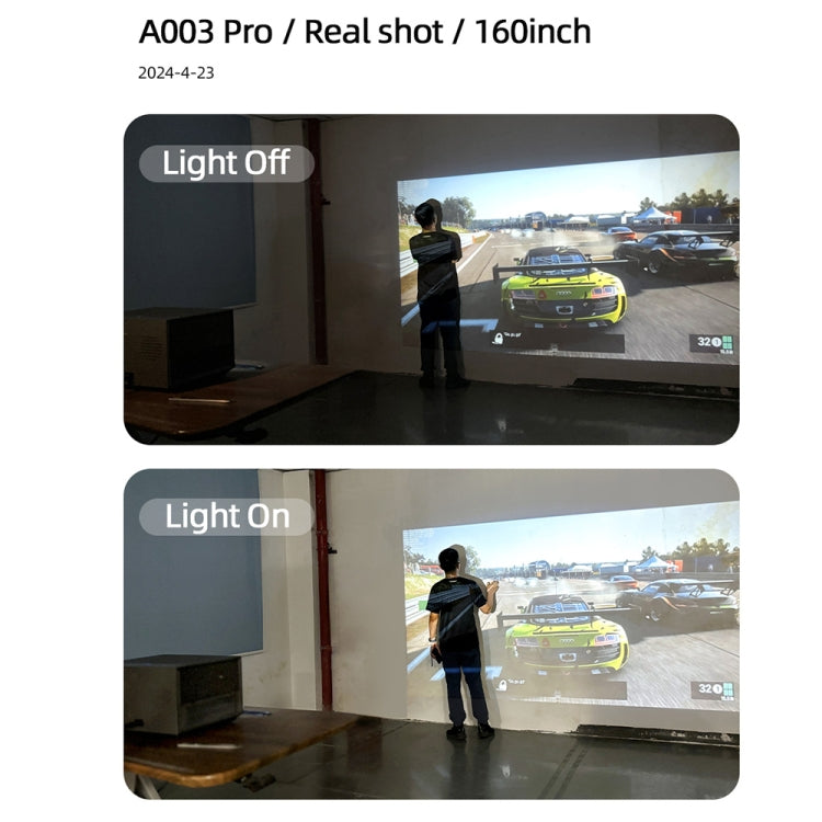 AUN A003 Pro 1920 x 1080P 350 Lumens Portable Home Theater LED HD Digital Projector, EU Plug - Grey