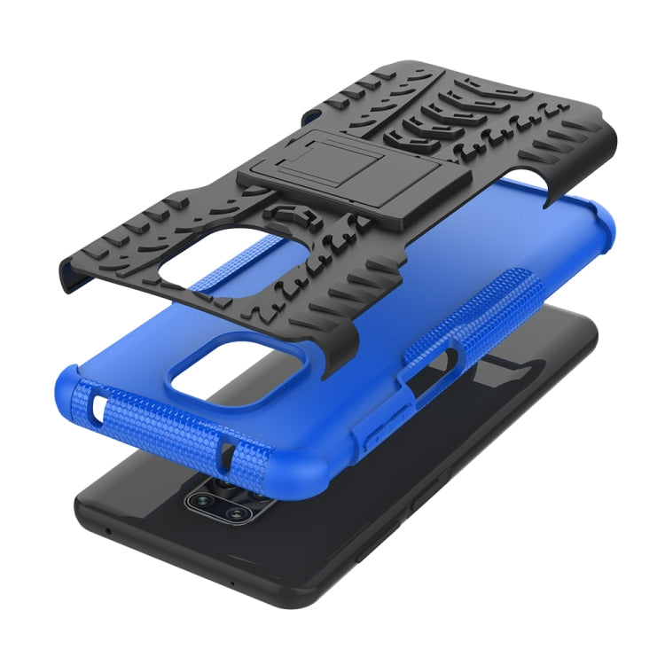 For Xiaomi Redmi Note 9S / 9 Pro / 9 Pro Max Tire Texture Shockproof TPU + PC Protective Case with Holder