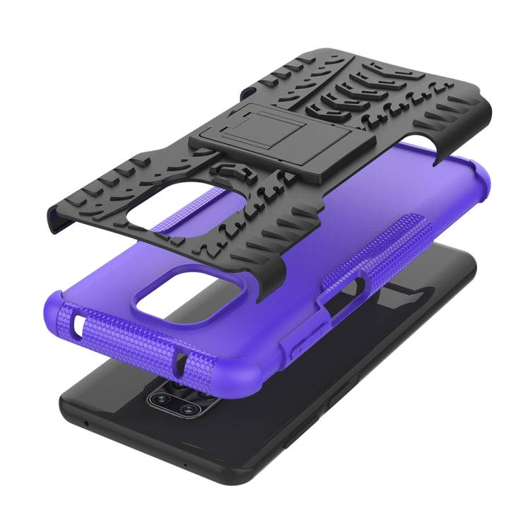 For Xiaomi Redmi Note 9S / 9 Pro / 9 Pro Max Tire Texture Shockproof TPU + PC Protective Case with Holder