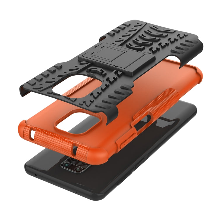 For Xiaomi Redmi Note 9S / 9 Pro / 9 Pro Max Tire Texture Shockproof TPU + PC Protective Case with Holder