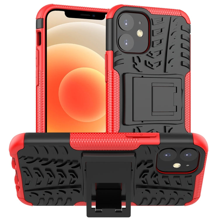 For iPhone 12 mini Tire Texture Shockproof TPU + PC Protective Case with Holder