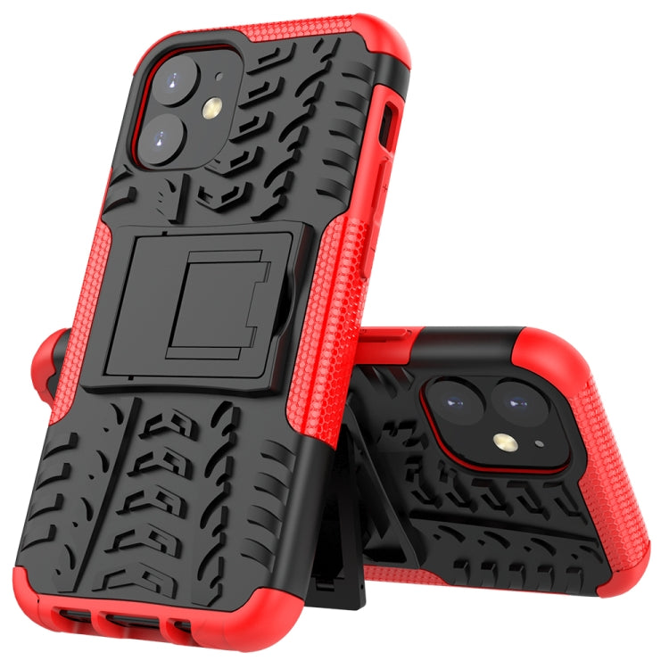 For iPhone 12 mini Tire Texture Shockproof TPU + PC Protective Case with Holder