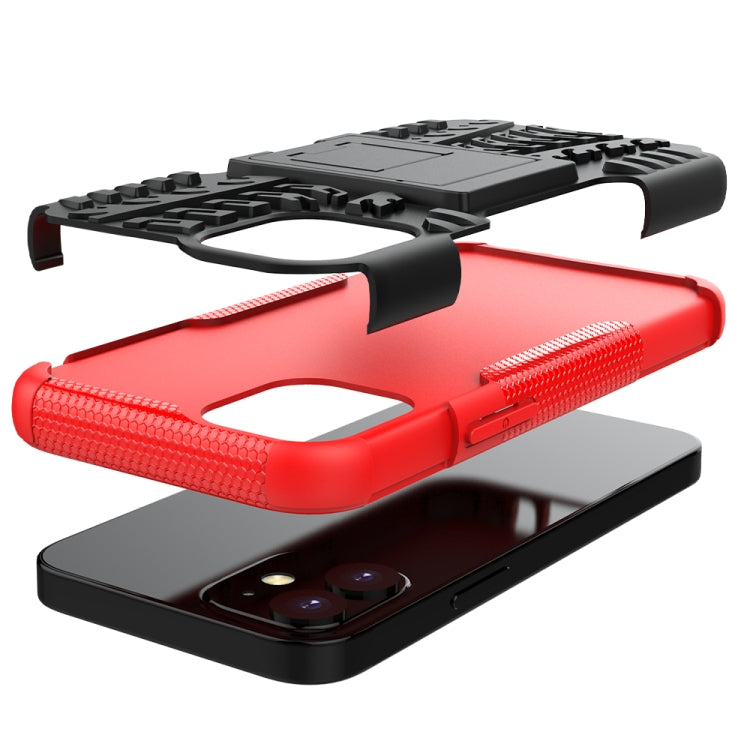 For iPhone 12 mini Tire Texture Shockproof TPU + PC Protective Case with Holder