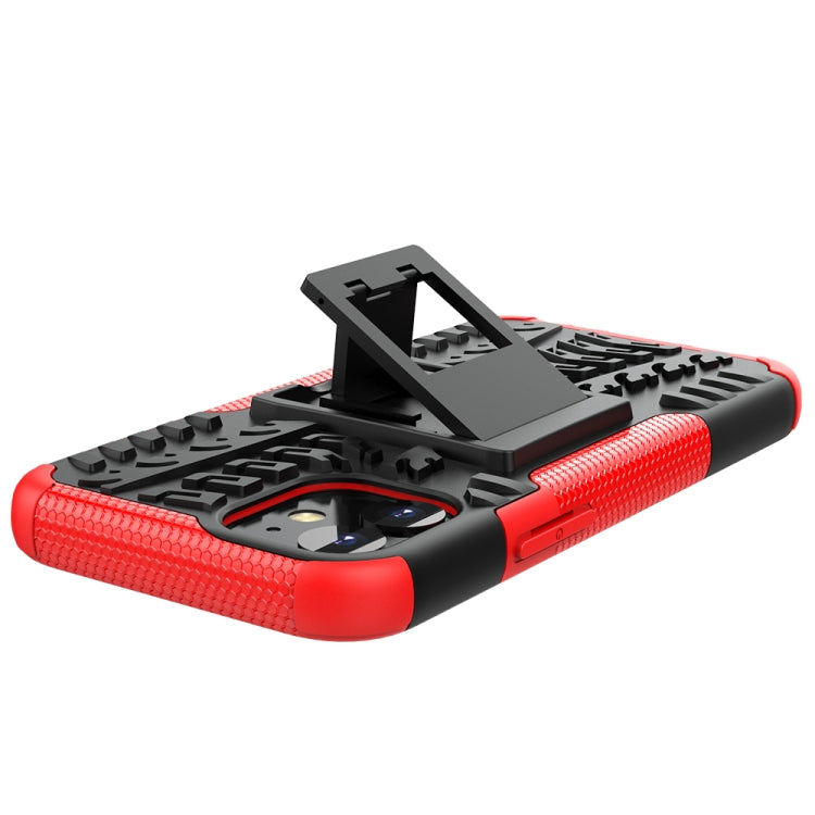 For iPhone 12 mini Tire Texture Shockproof TPU + PC Protective Case with Holder