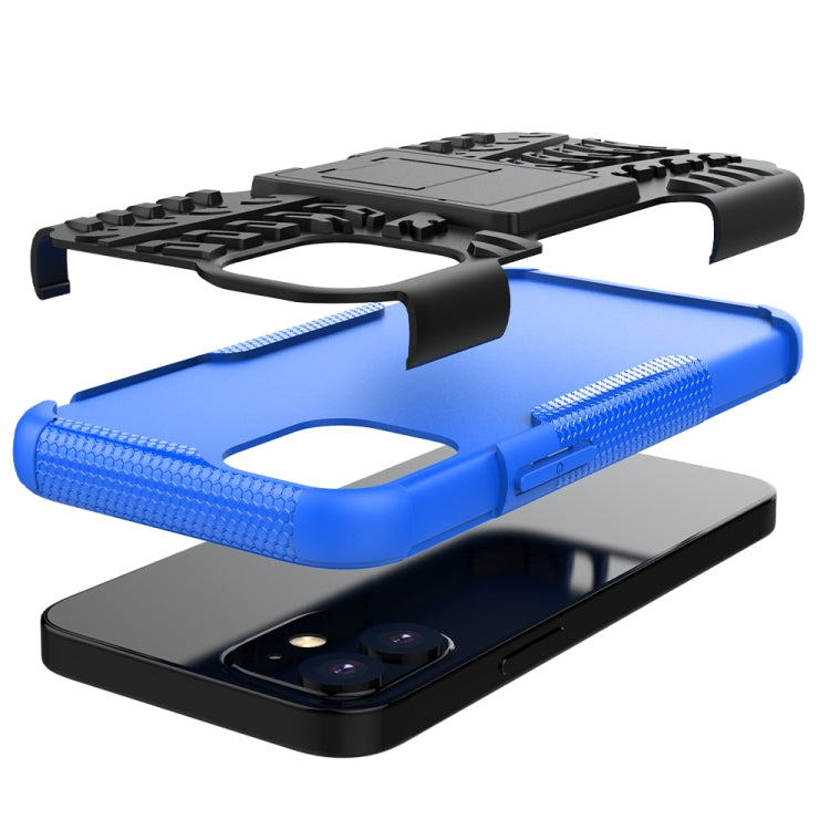 For iPhone 12 mini Tire Texture Shockproof TPU + PC Protective Case with Holder