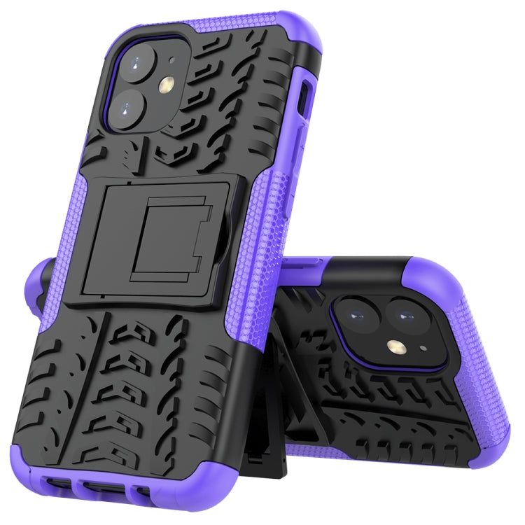 For iPhone 12 mini Tire Texture Shockproof TPU + PC Protective Case with Holder