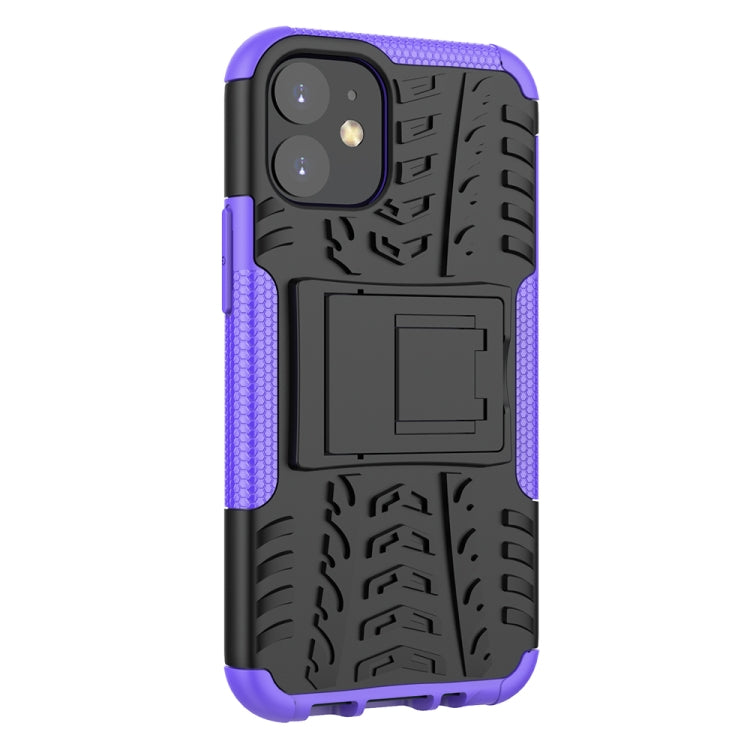 For iPhone 12 mini Tire Texture Shockproof TPU + PC Protective Case with Holder