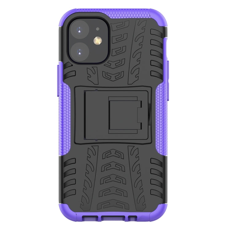 For iPhone 12 mini Tire Texture Shockproof TPU + PC Protective Case with Holder