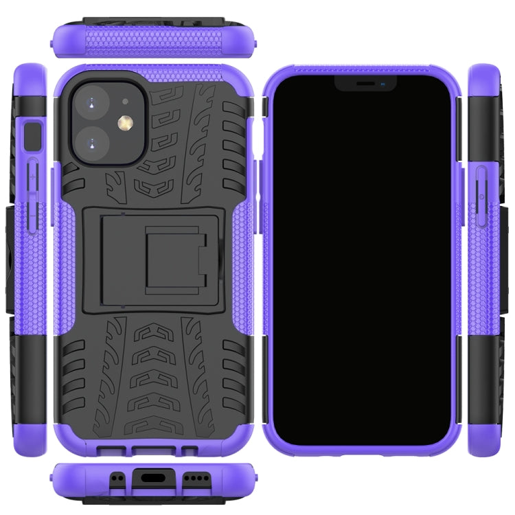 For iPhone 12 mini Tire Texture Shockproof TPU + PC Protective Case with Holder