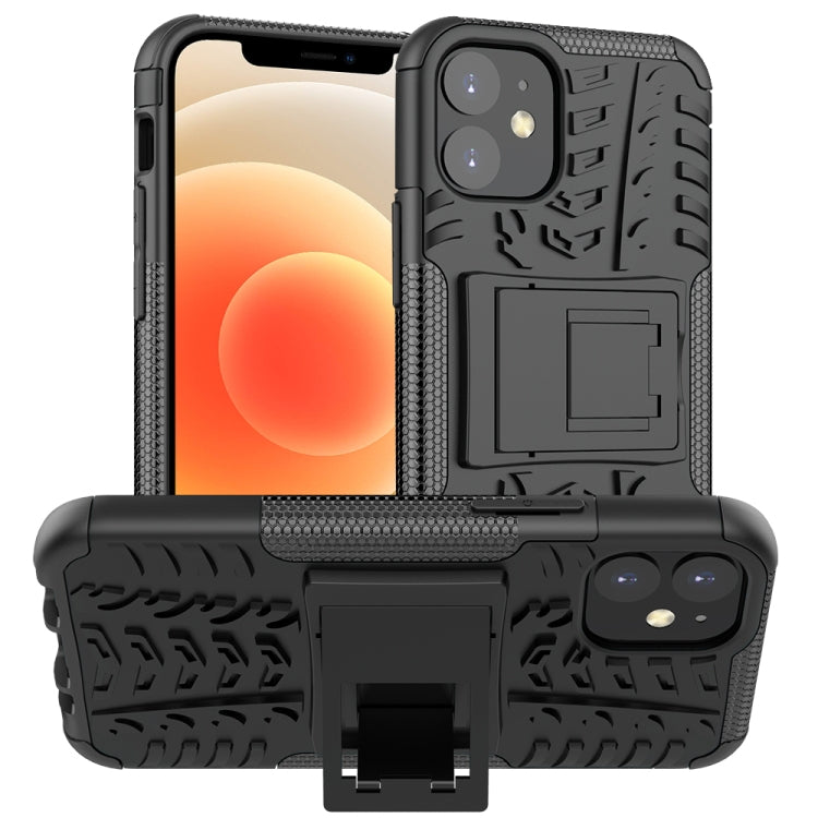 For iPhone 12 mini Tire Texture Shockproof TPU + PC Protective Case with Holder
