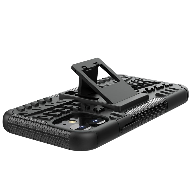 For iPhone 12 mini Tire Texture Shockproof TPU + PC Protective Case with Holder