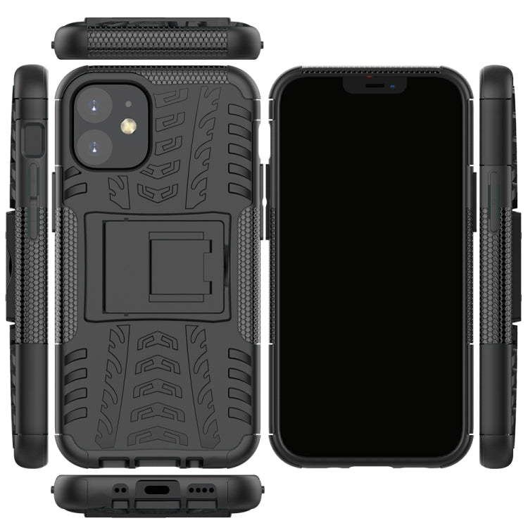For iPhone 12 mini Tire Texture Shockproof TPU + PC Protective Case with Holder