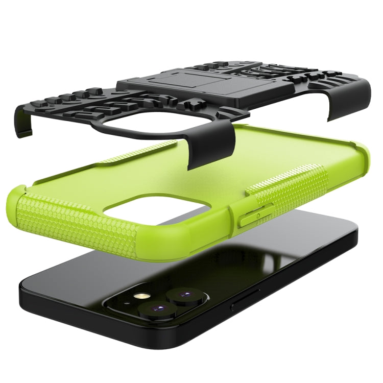 For iPhone 12 mini Tire Texture Shockproof TPU + PC Protective Case with Holder
