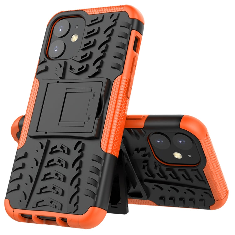 For iPhone 12 mini Tire Texture Shockproof TPU + PC Protective Case with Holder
