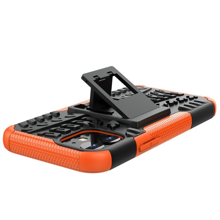 For iPhone 12 mini Tire Texture Shockproof TPU + PC Protective Case with Holder