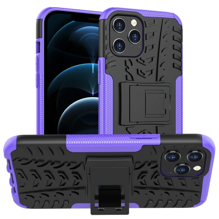 For iPhone 12 Pro Max Tire Texture Shockproof TPU + PC Protective Case with Holder
