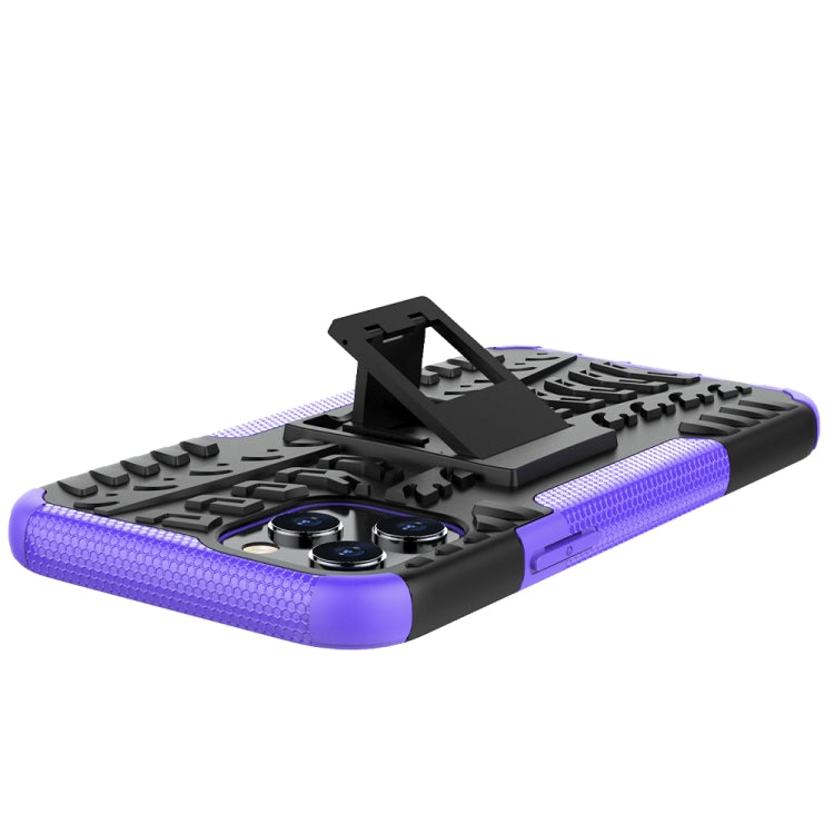 For iPhone 12 Pro Max Tire Texture Shockproof TPU + PC Protective Case with Holder