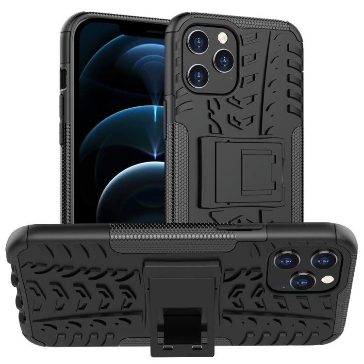 For iPhone 12 Pro Max Tire Texture Shockproof TPU + PC Protective Case with Holder