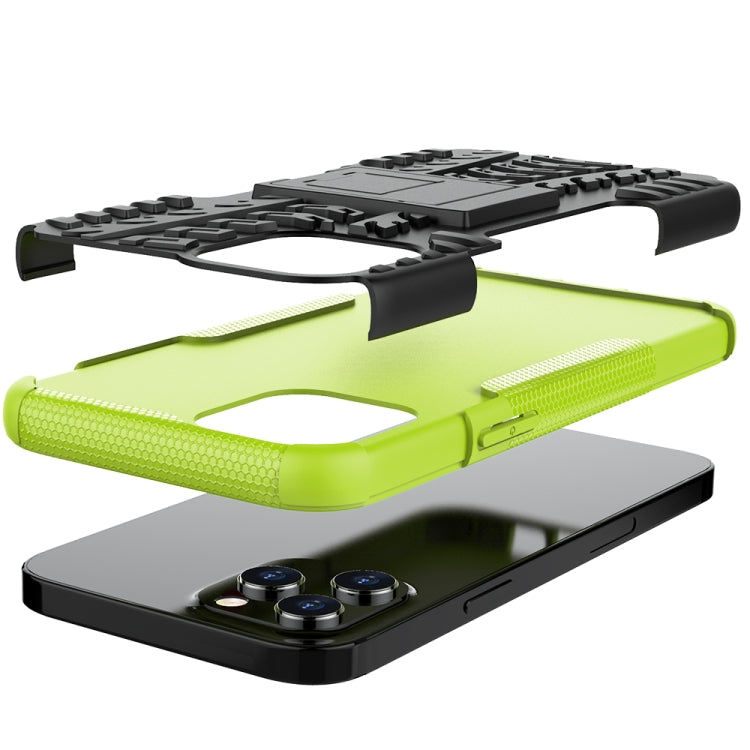 For iPhone 12 Pro Max Tire Texture Shockproof TPU + PC Protective Case with Holder