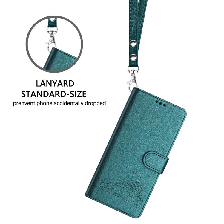 For Xiaomi Poco M7 5G / C75 4G Cat Rat Embossed Pattern RFID Leather Phone Case with Lanyard