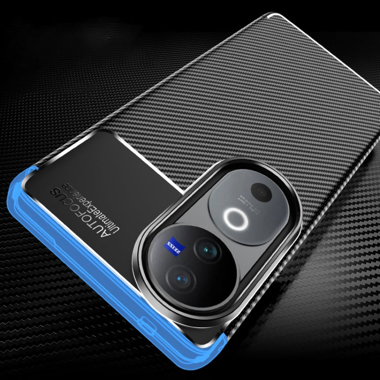 For vivo V40 Carbon Fiber Texture Shockproof TPU Phone Case - Black