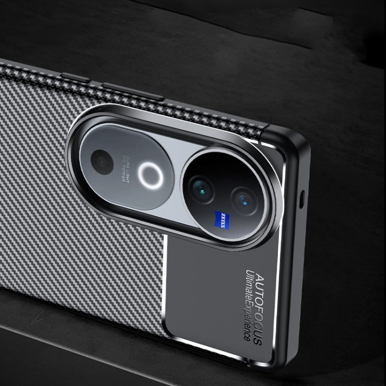 For vivo V40 Pro Carbon Fiber Texture Shockproof TPU Phone Case - Black