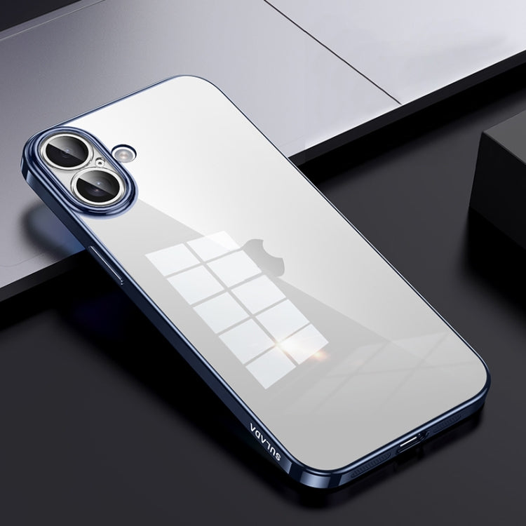 For iPhone 16 Plus SULADA Shine Through Series Plating TPU Transparent Phone Case