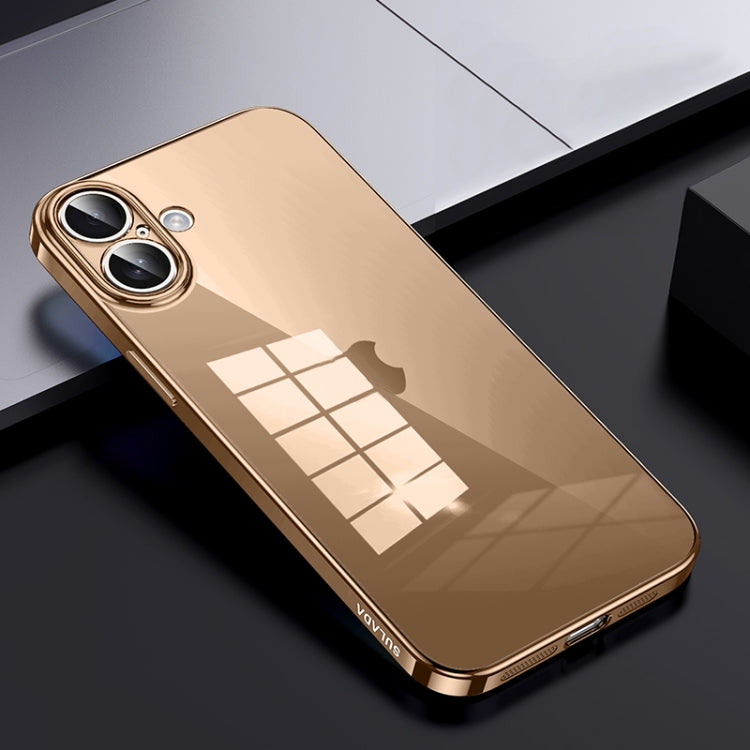 For iPhone 16 SULADA Shine Through Series Plating TPU Transparent Phone Case