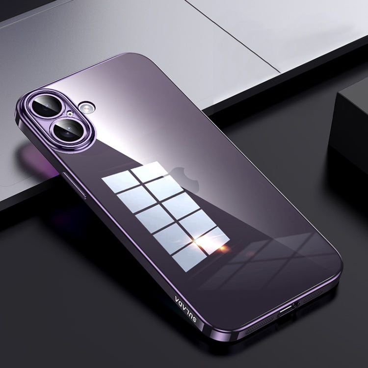 For iPhone 16 SULADA Shine Through Series Plating TPU Transparent Phone Case