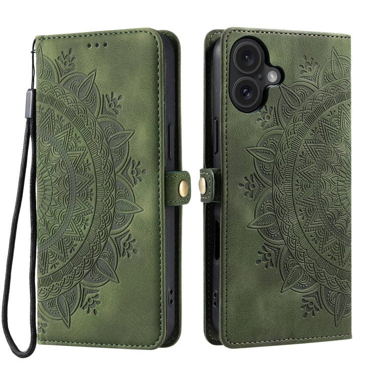 For iPhone 16 Plus Skin Feel Totem Embossed Leather Phone Case
