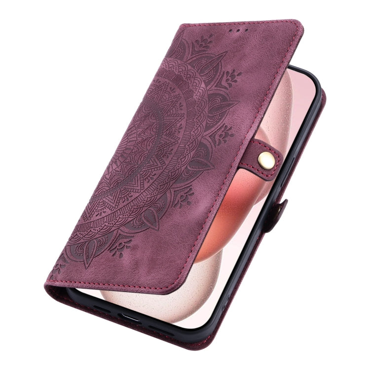 For iPhone 16 Plus Skin Feel Totem Embossed Leather Phone Case