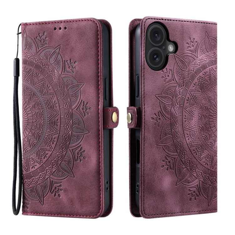 For iPhone 16 Skin Feel Totem Embossed Leather Phone Case
